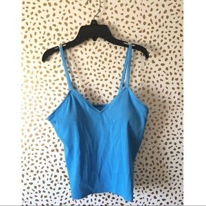 Aerie Bikini Ribbed V Neck Tank Top Blue Large Swimsuit